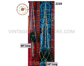70er Jahre Makramee Muster, Retro Indoor Garten, 170 cm lang (PDF Pattern)