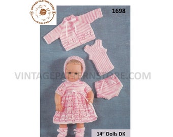 Vintage 14" Baby Doll Clothes Knitting Pattern (PDF Pattern)
