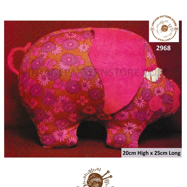 80s vintage fabric toy pig and pig doorstop when weighted pdf sewing pattern Instant PDF download 2968