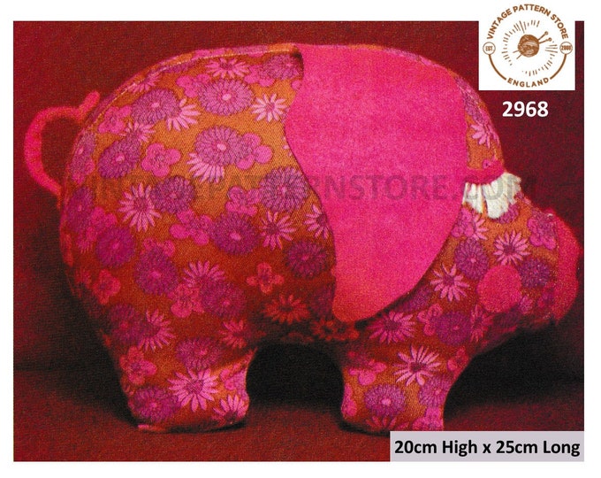 80s vintage fabric toy pig and pig doorstop when weighted pdf sewing pattern Instant PDF download 2968