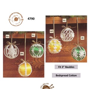 Puede incluir: Un patrón de ganchillo para hacer adornos navideños de 7,6 cm. El patrón es para hacer adornos de ganchillo con hilo de algodón para colchas. El patrón incluye instrucciones para hacer seis adornos diferentes, cada uno con un diseño diferente.