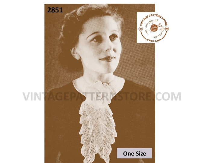 Ladies Womens 30s vintage floral rose and leaf lace lacy jabot collar pdf crochet pattern Instant PDF download 2851