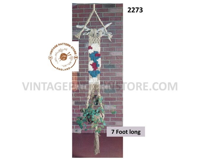 70s vintage macrame plant pot holder hanger pdf macrame pattern Instant PDF download 2273