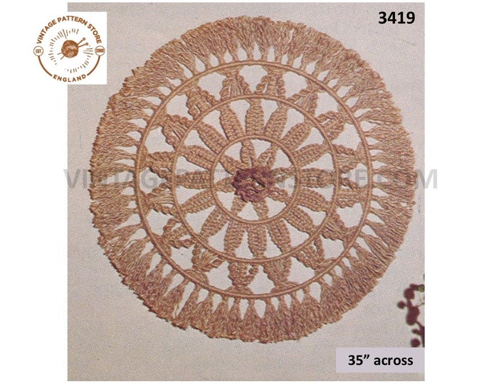 70s vintage circular round macrame wall hanging pdf macrame pattern 35" across Instant PDF download 3419