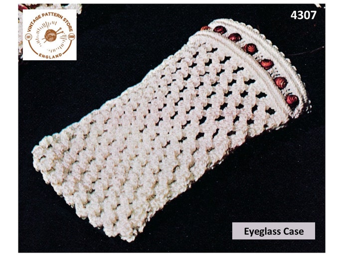 70s vintage easy to make beginners macrame eyeglass spectacles glasses case pdf macrame pattern 6.5" long Instant PDF Download 4307