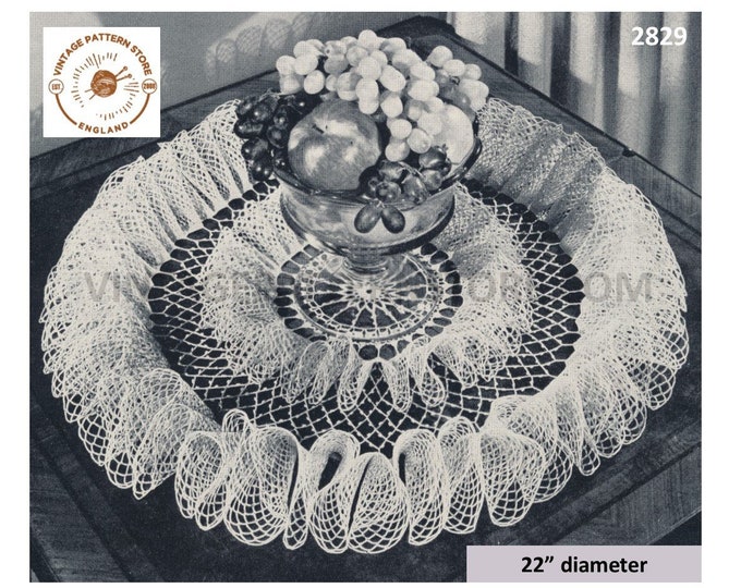Double ruffle doily crochet patterns, Large circular doily patterns, 40s crochet pin wheel doily patterns - 22" diameter - PDF download 2829