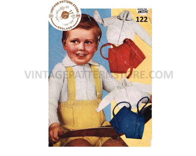 Toddlers Jacket knitting pattern, Boys toddlers zippered jacket & shorts pattern, DK baby patterns - 21" - 24" chest - PDF download 122