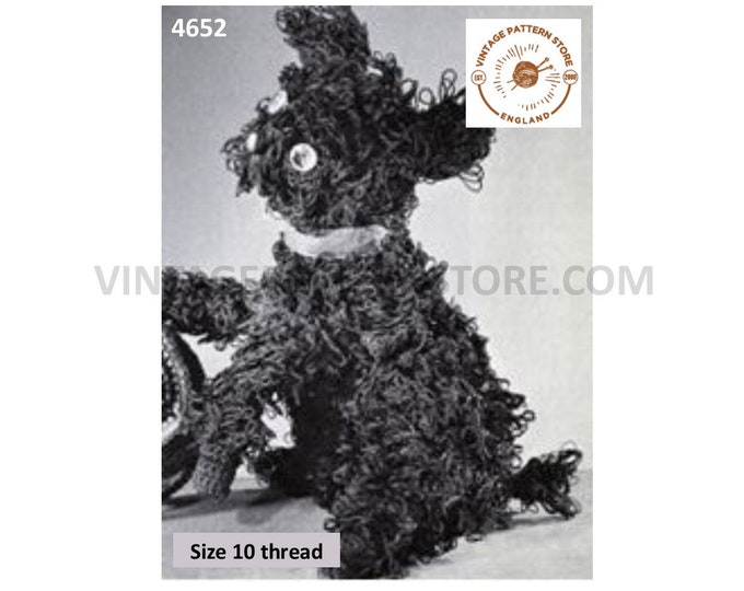 40s vintage retro cuddly toy loop stitch loopy puppy dog pdf crochet pattern Instant PDF Download 4652