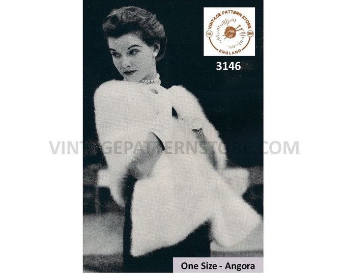Ladies Womens 50s vintage retro angora stole wrap pdf knitting pattern Instant PDF Download 3146