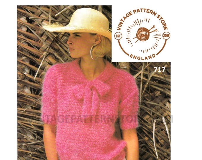 Ladies Womens 90s easy to knit aran short sleeve & sleeveless slipover sweater vest Summer top pdf knitting pattern 28" to 42" Download 717