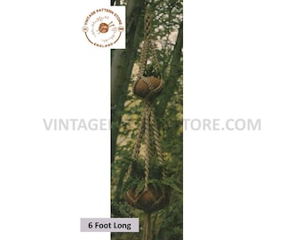70s Vintage Macrame plant hanger pdf macrame pattern, 70s vintage Retro Indoor garden gardening 6 foot long Instant PDF download 3080