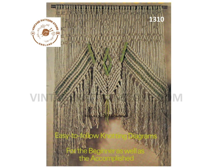 PDF macrame pattern, Macrame wall hanging patterns, 70s macrame pattern, Easy macrame patterns, Beginners macrame - PDF download 1310