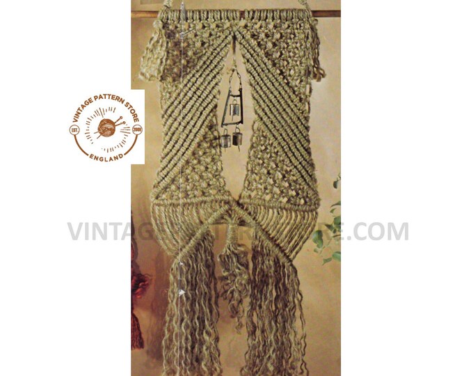 70s vintage easy to make beginners Arabian influenced macrame wall hanging pdf macrame pattern Instant PDF download 1314