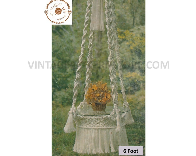 70s vintage macrame suspension hanging coffee table pdf macrame pattern 6 Foot Long Instant PDF download 3078