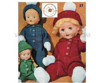 70s vintage 8" 12" 16" 4 ply baby dolls clothes romper play suit hat mittens and shoes pdf knitting pattern Instant PDF Download 37