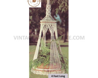 70s vintage Indoor garden macrame plant hanger pdf macrame pattern, 70s plant holder pdf macrame pattern 4 foot Instant PDF download 3095