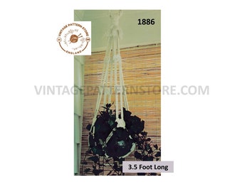 70s Vintage Macrame Plant Hanger Pattern – Retro Hanging Planter, 3.5 ft (PDF Pattern)
