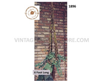 70s vintage easy to make macrame plant hanger pdf macrame pattern 70s vintage retro indoor garden 6 foot Long PDF download 1896