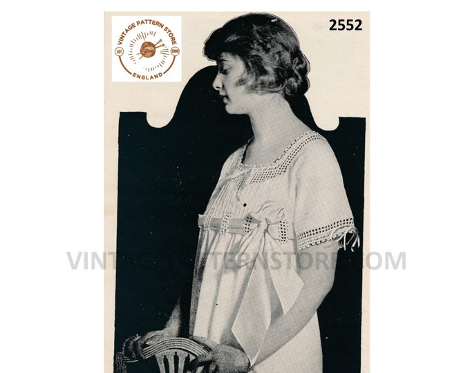 Ladies Womens vintage Edwardian lacy lace yoke camisole nightdress nightgown dress edging pdf crochet pattern Instant PDF download 2552