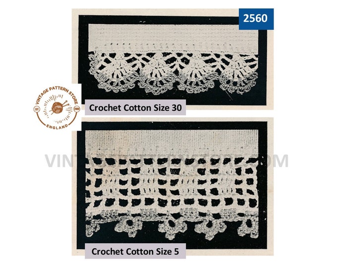Edwardian crochet patterns, Edwardian lace towel edging crochet pattern 2 designs Instant PDF download 2560