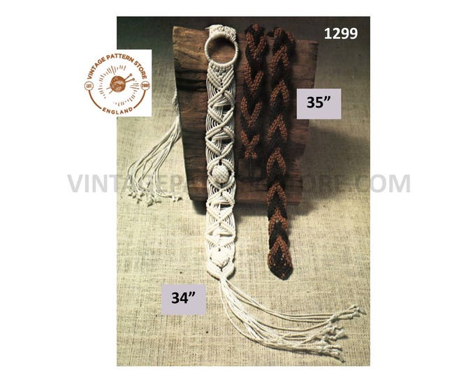 Ladies Womens Mens Mans 70s vintage macrame belt pdf pattern Instant PDF download 1299