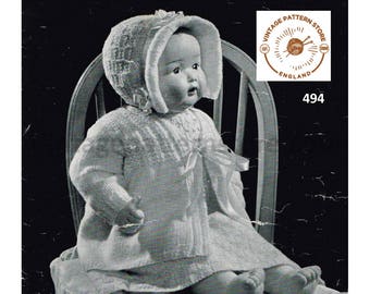 30s vintage 14" 18" 2 ply and 3 ply baby dolls clothes pram set layette pdf knitting pattern 10 items to knit Instant PDF Download 494