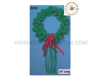 70s vintage easy to make macrame door wreath Christmas tree decoration ornament pdf macrame pattern Instant PDF Download 2243