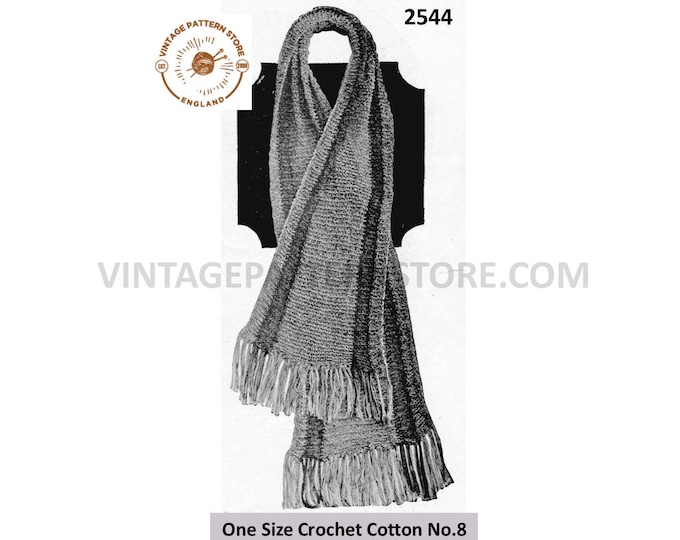 Mens Mans vintage Edwardian easy to knit striped and fringed scarf pdf knitting pattern Instant PDF download 2544