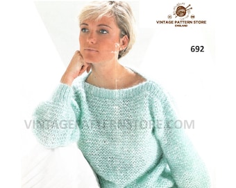 90s Family Aran Sweater Knitting Pattern, Drop Shoulder (PDF Pattern) 28"-40" Bust