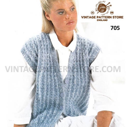 Womens Aran Waistcoat Knitting Pattern Pdf Ladies Cable Etsy