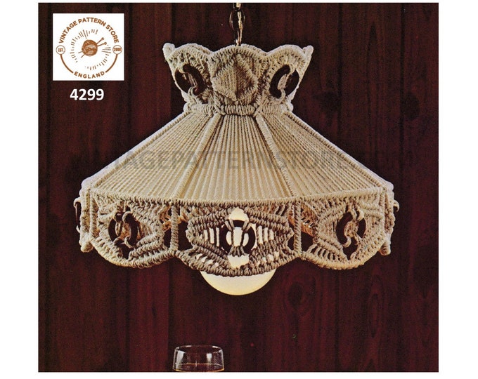 70s vintage macrame light shade pdf macrame pattern 70s vintage retro lighting light fitting Instant PDF download 4299