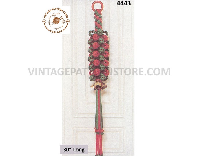 70s vintage macrame Christmas decoration ornament hanging pdf macrame pattern 30" long Instant PDF download 4443