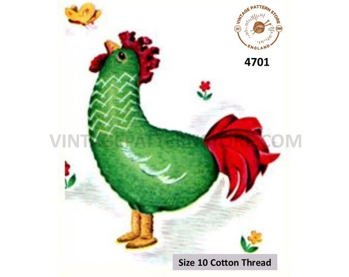 30s vintage retro easy to crochet cuddly toy rooster chicken pdf crochet pattern Size unstated PDF Download 4701