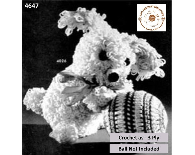40s vintage retro 3 ply loop stitch loopy cuddly toy dog puppy pdf crochet pattern Instant PDF Download 4647