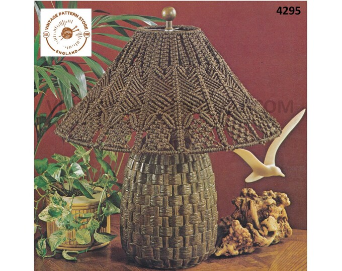 70s vintage macrame lamp shade pdf macrame pattern 70s vintage retro lighting light fitting Instant PDF download 4295