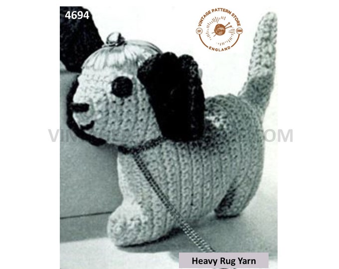 30s vintage retro easy to crochet cuddly toy puppy dog pdf crochet pattern Size unstated PDF Download 4694