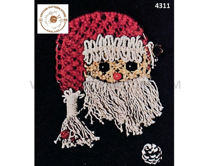 70s vintage macrame Santa Claus Father Christmas St Nicholas decoration ornament pdf macrame pattern Instant PDF Download 4311