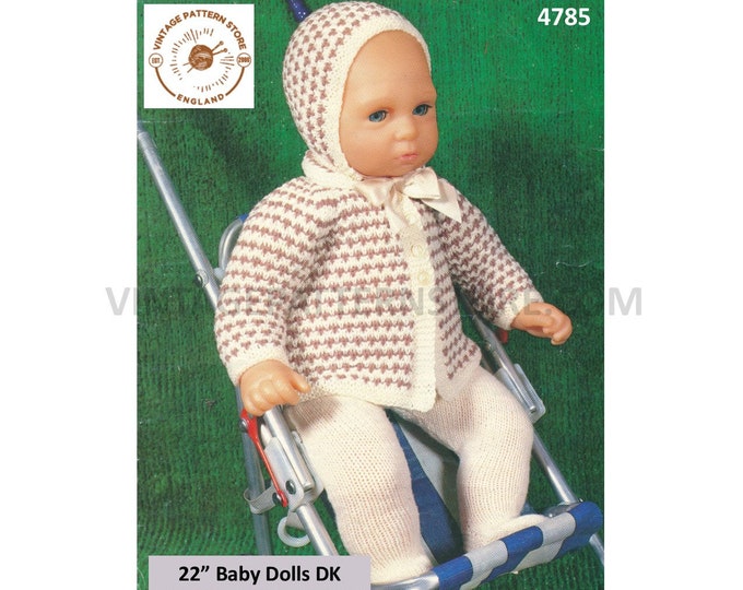 80s vintage DK Baby Dolls clothes jacket leggings and bonnet pdf knitting pattern Instant PDF Download 4785