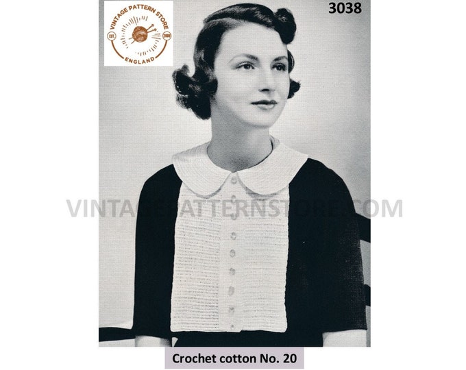 Ladies 30s tucked vest crochet pattern, Ladies Womens 1930s tucked in vest bib crochet pattern - One Size - PDF Download 3038