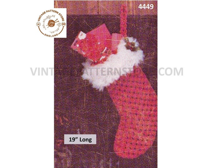 70s vintage macrame Christmas stocking pdf macrame pattern 19" long Instant PDF download 4449