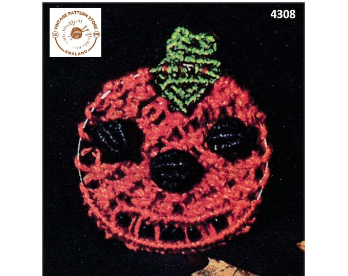 70s vintage easy to make beginners macrame halloween pumpkin 5" diameter Instant PDF Download 4308