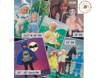 80s Vintage Doll Clothes Knitting Pattern (PDF Pattern)