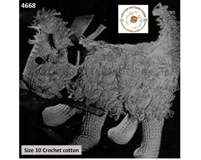 20s vintage retro crochet cuddly fluffy toy puppy dog pdf crochet pattern Instant PDF Download 4668