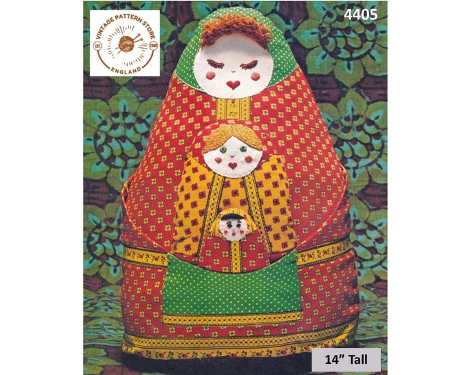 70s vintage cuddly toy Matryoshka Russian doll pdf sewing pattern 14" Tall Instant PDF Download 4405