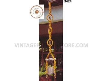70s Wind Chime Macrame Pattern, Beginners DIY 52" Long (PDF Pattern)