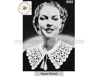 Ladies Womens 30s lacy tied dress collar pdf crochet pattern One Size Instant PDF Download 3033