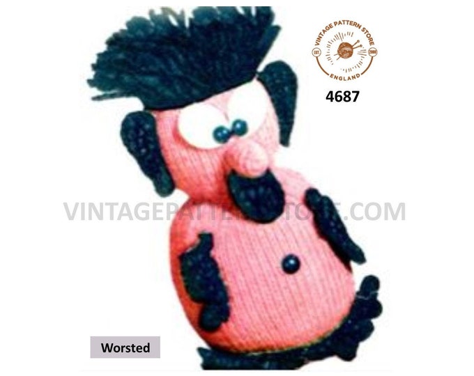 50s vintage retro cuddly toy doll pdf crochet pattern size unstated on pattern Instant PDF Download 4687