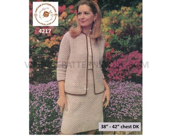 60s Cardigan & Skirt Twin Set Crochet Pattern (38-42" Bust) (PDF Pattern)