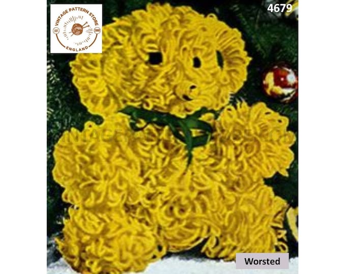 50s vintage retro loop stitch toy teddy bear pdf crochet pattern size unstated Instant PDF Download 4679