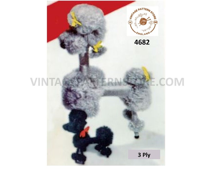 50s vintage retro toy French poodle pdf crochet pattern size unstated crochet as 3 ply Instant PDF Download 4682